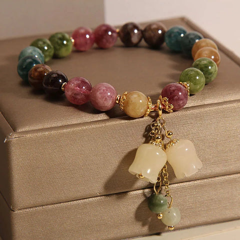 Fashion Colorful Beaded Orchid Pendant Bracelets