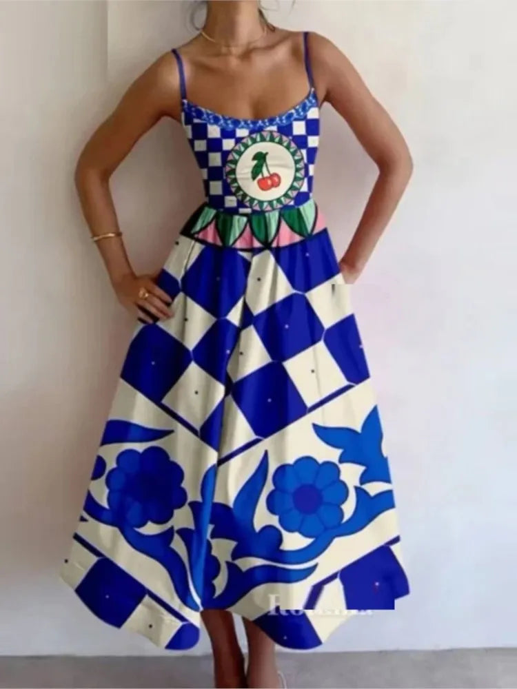 Printed Cami Midi Dress