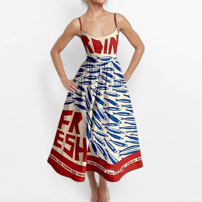 Printed Cami Midi Dress