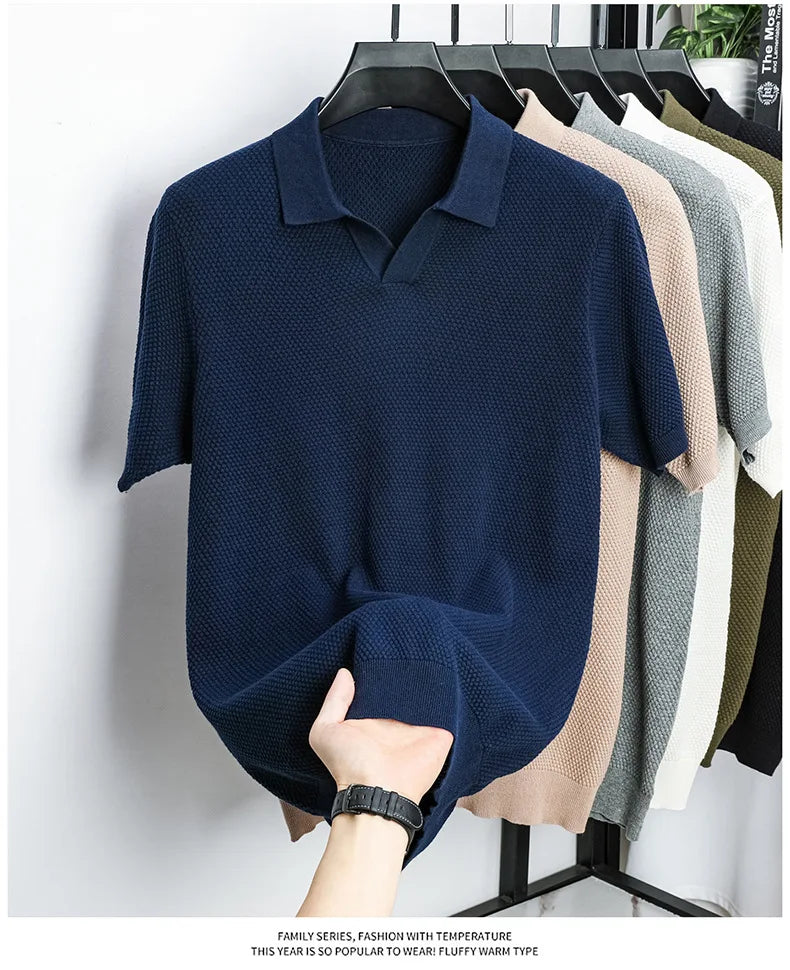 Ribbed Knit Polo