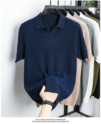 Ribbed Knit Polo