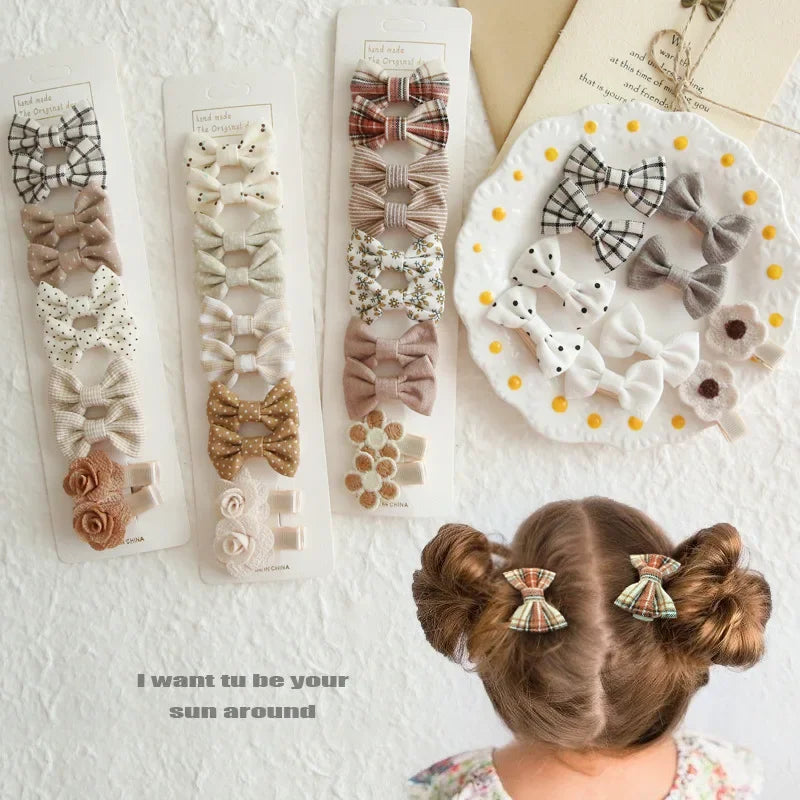 Girls' Bow Hair Clip Set (10 Pieces)