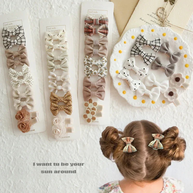 Girls' Bow Hair Clip Set (10 Pieces)