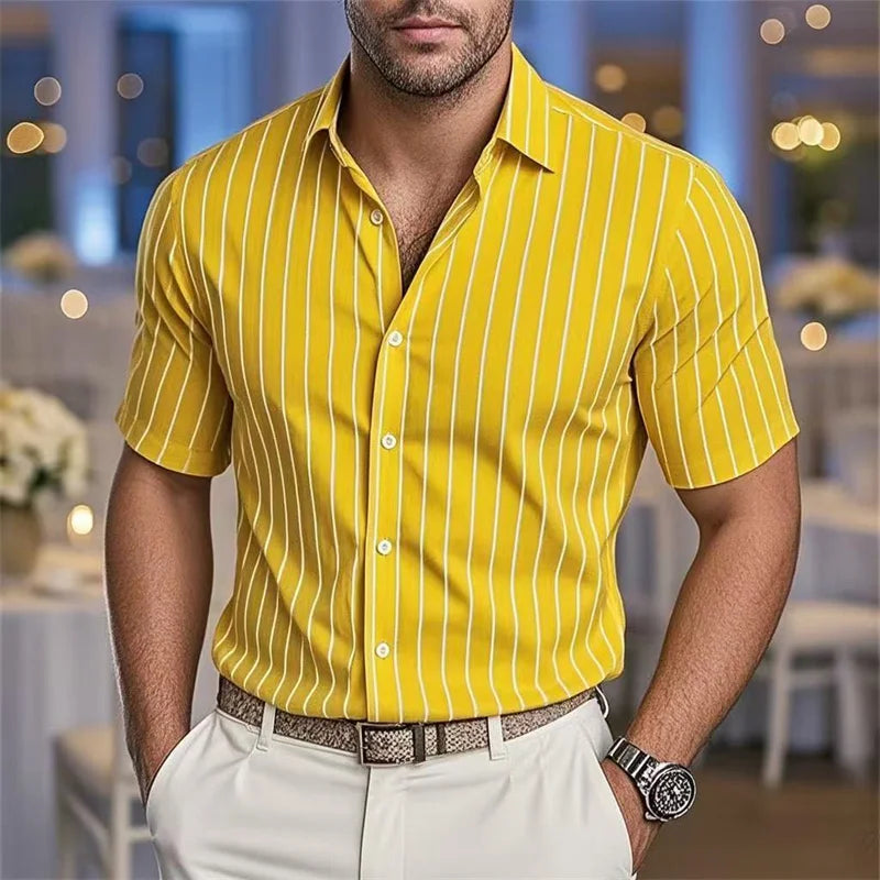 Striped Loose Short Sleeve Shirt
