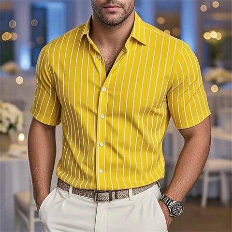 Striped Loose Short Sleeve Shirt