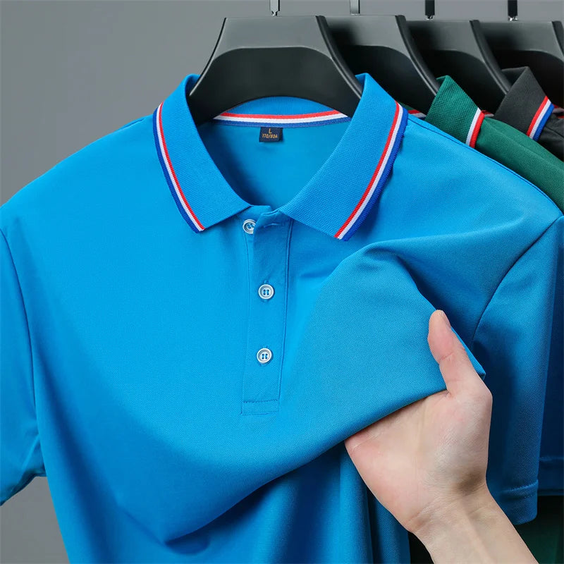 Casual Solid Color Short Sleeved Polo Shirt