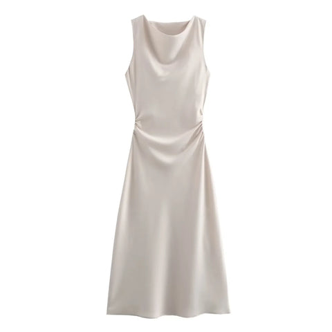 Satin Midi Slip Dress