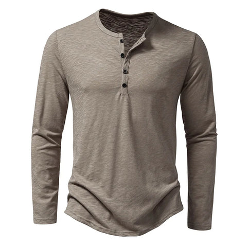 Long-Sleeve Cotton Henley