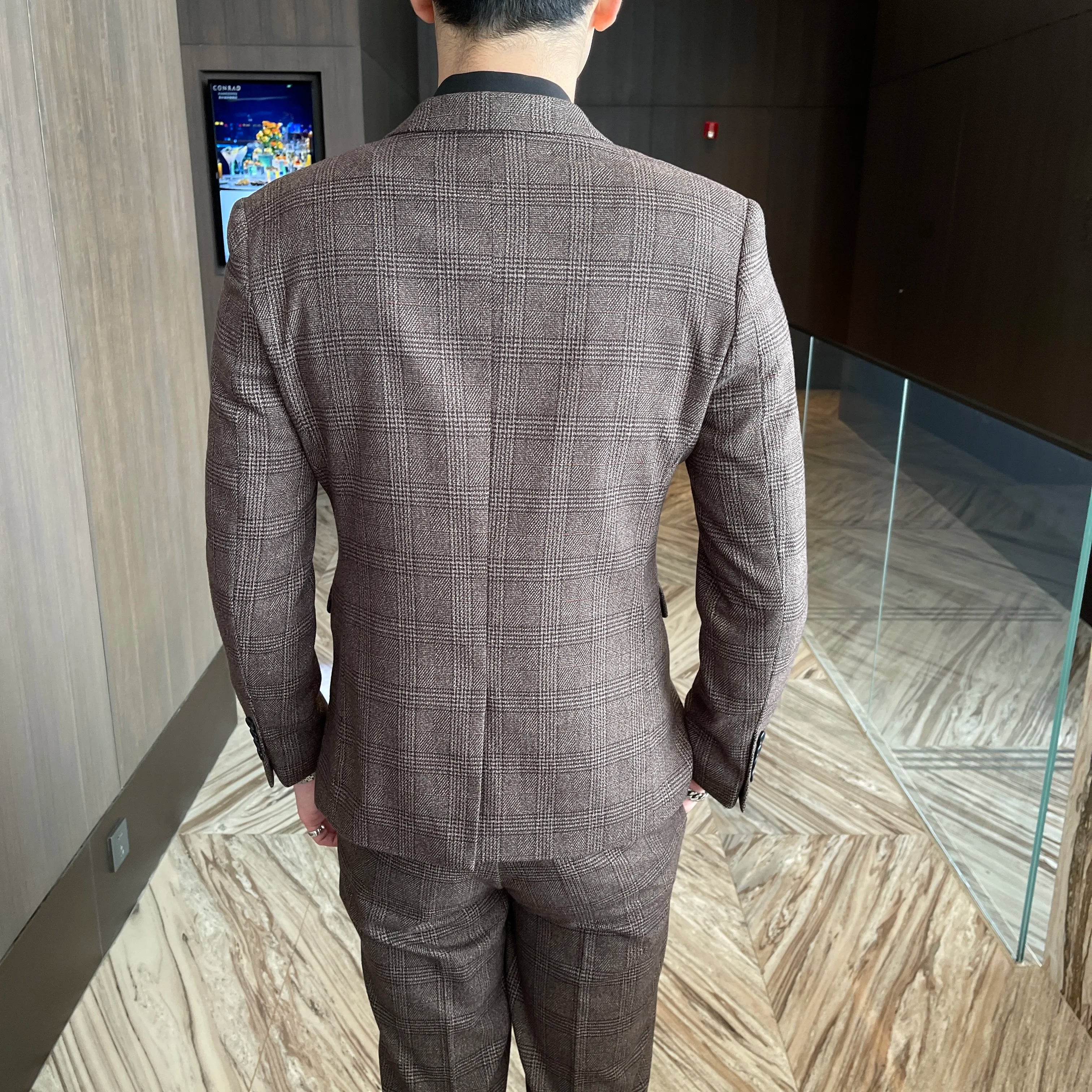 High Quality Plaid Three-Piece Suit