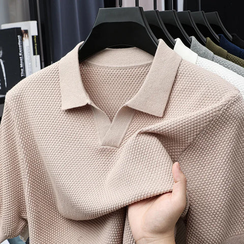 Ribbed Knit Polo