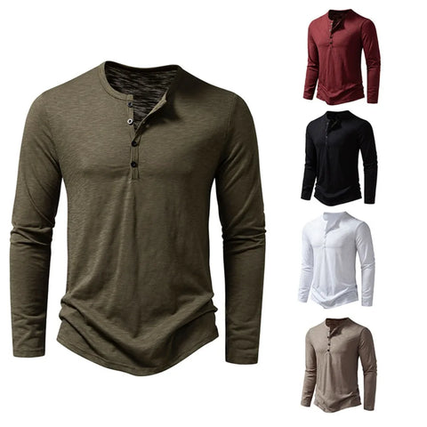 Long-Sleeve Cotton Henley