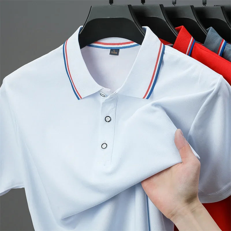 Casual Solid Color Short Sleeved Polo Shirt