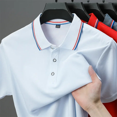 Casual Solid Color Short Sleeved Polo Shirt