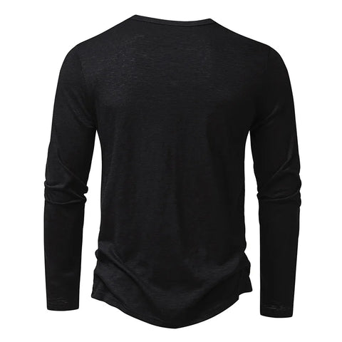 Long-Sleeve Cotton Henley