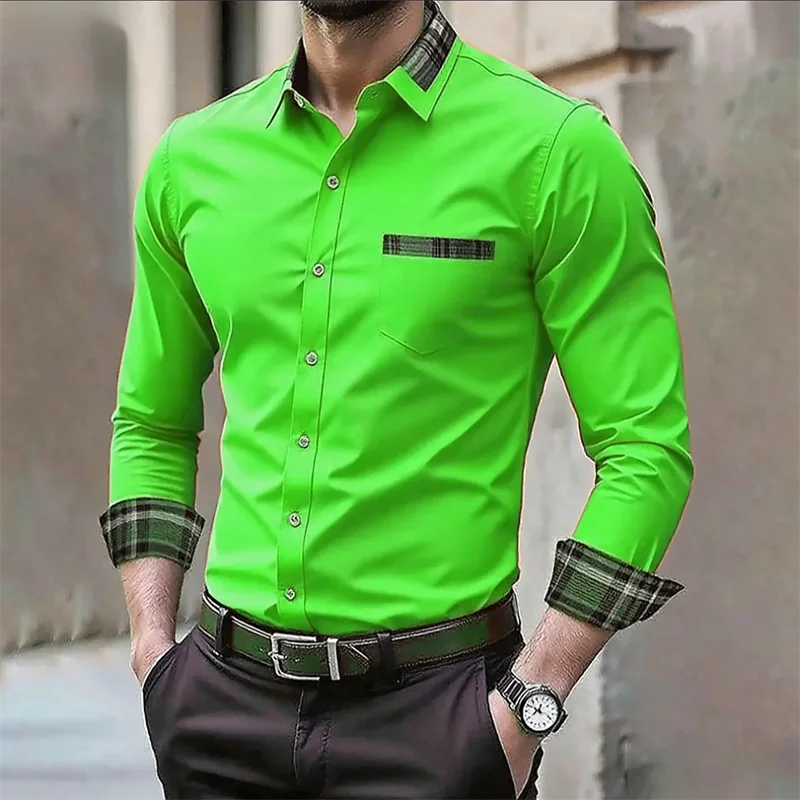 Men's iron-free long-sleeved lapel shirt