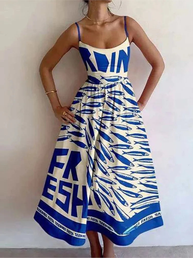 Printed Cami Midi Dress