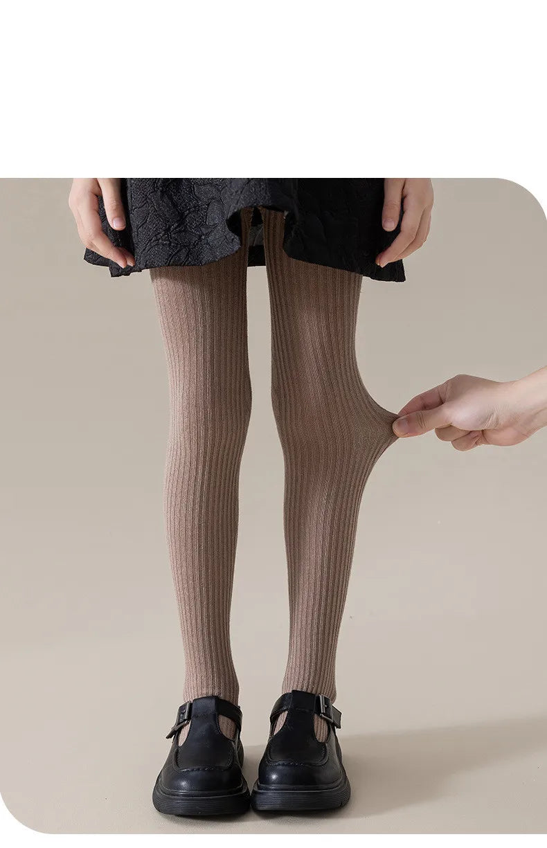 Girls' Ribbed Cotton Tights