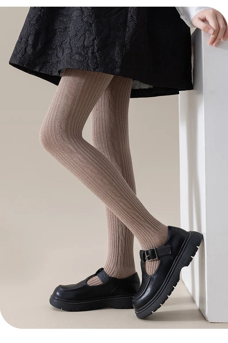Girls' Ribbed Cotton Tights