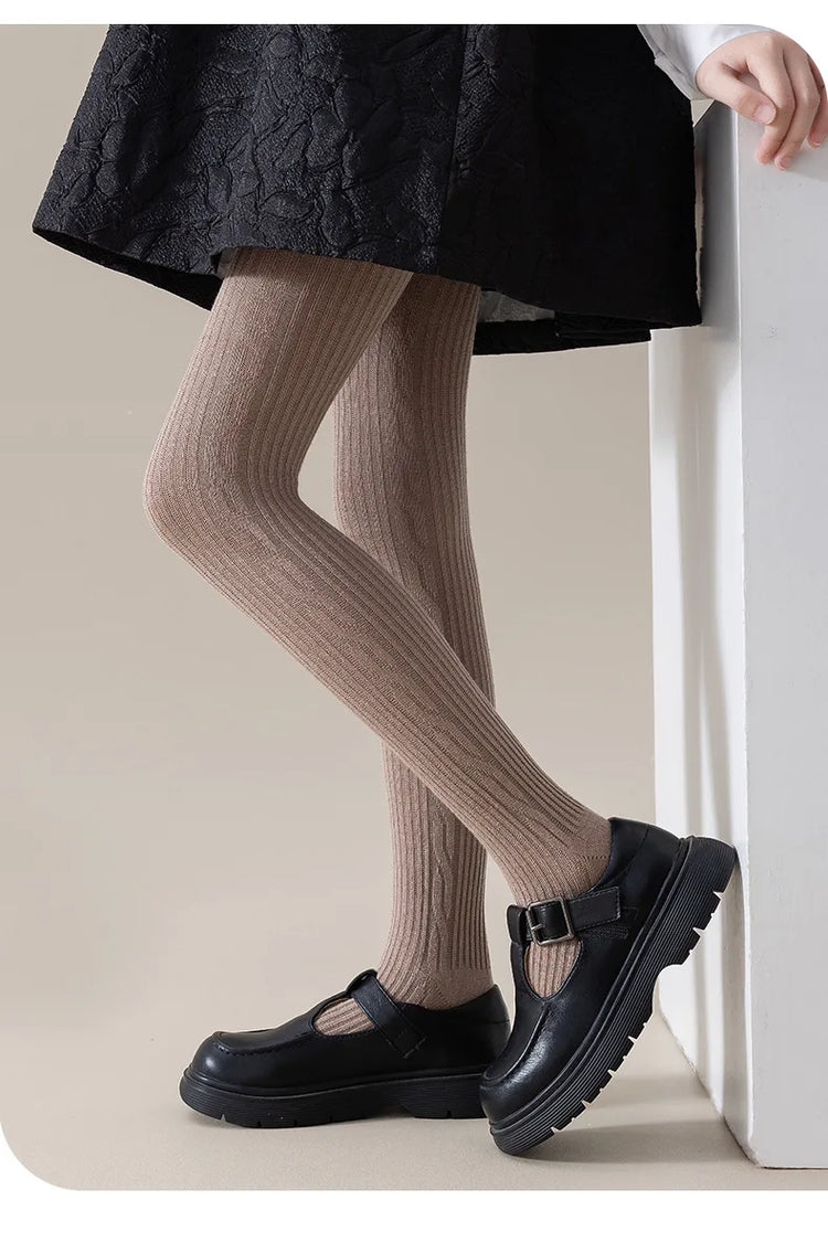 Girls' Ribbed Cotton Tights