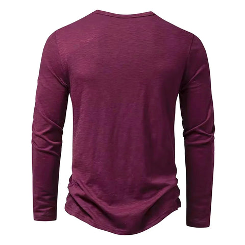 Long-Sleeve Cotton Henley
