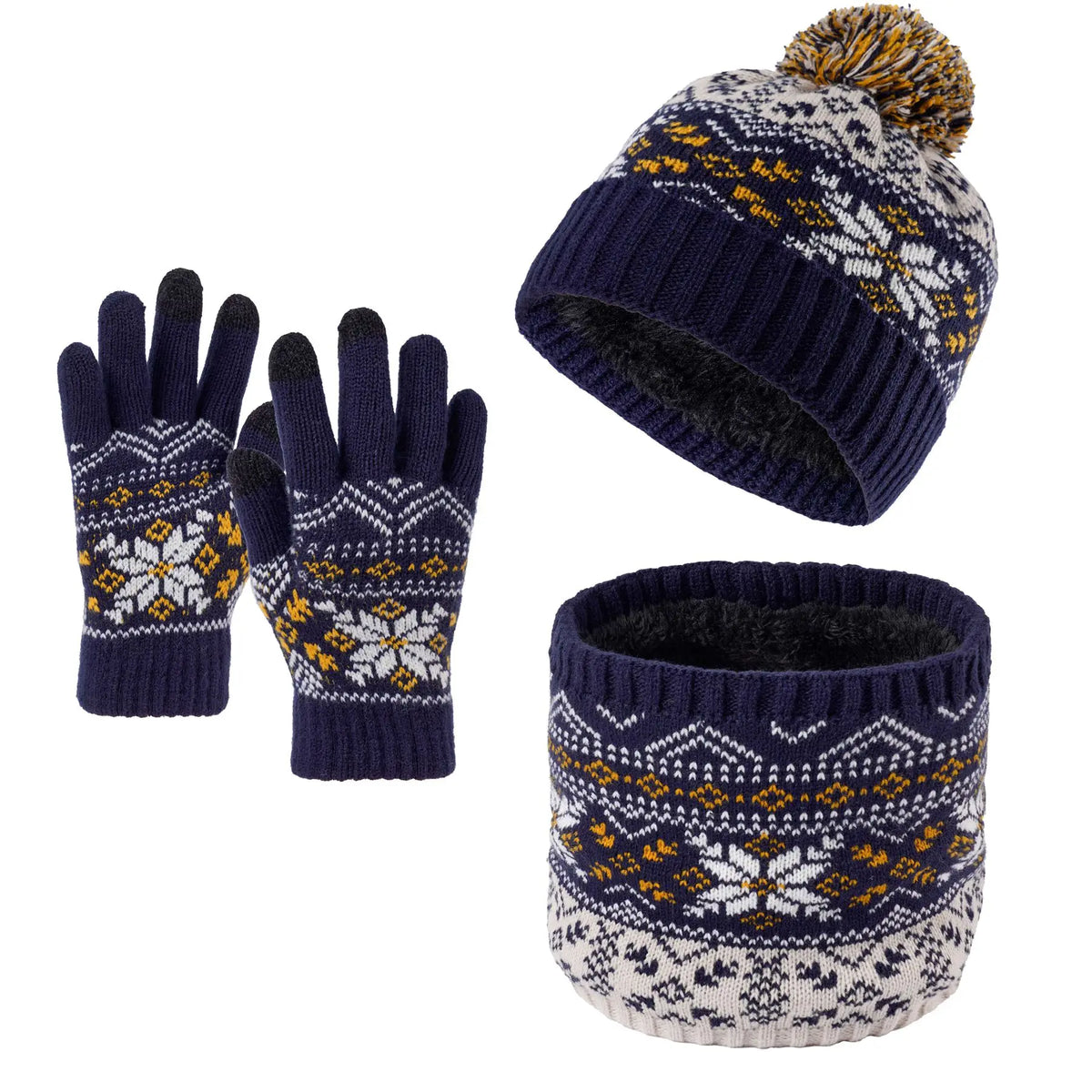 Kids' Snowflake Knit Hat, Scarf & Gloves Set