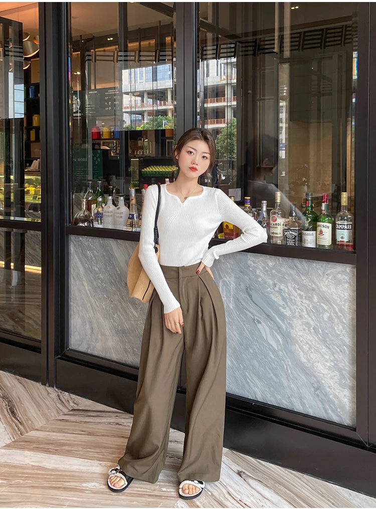 Ribbed V-Neck Sweater