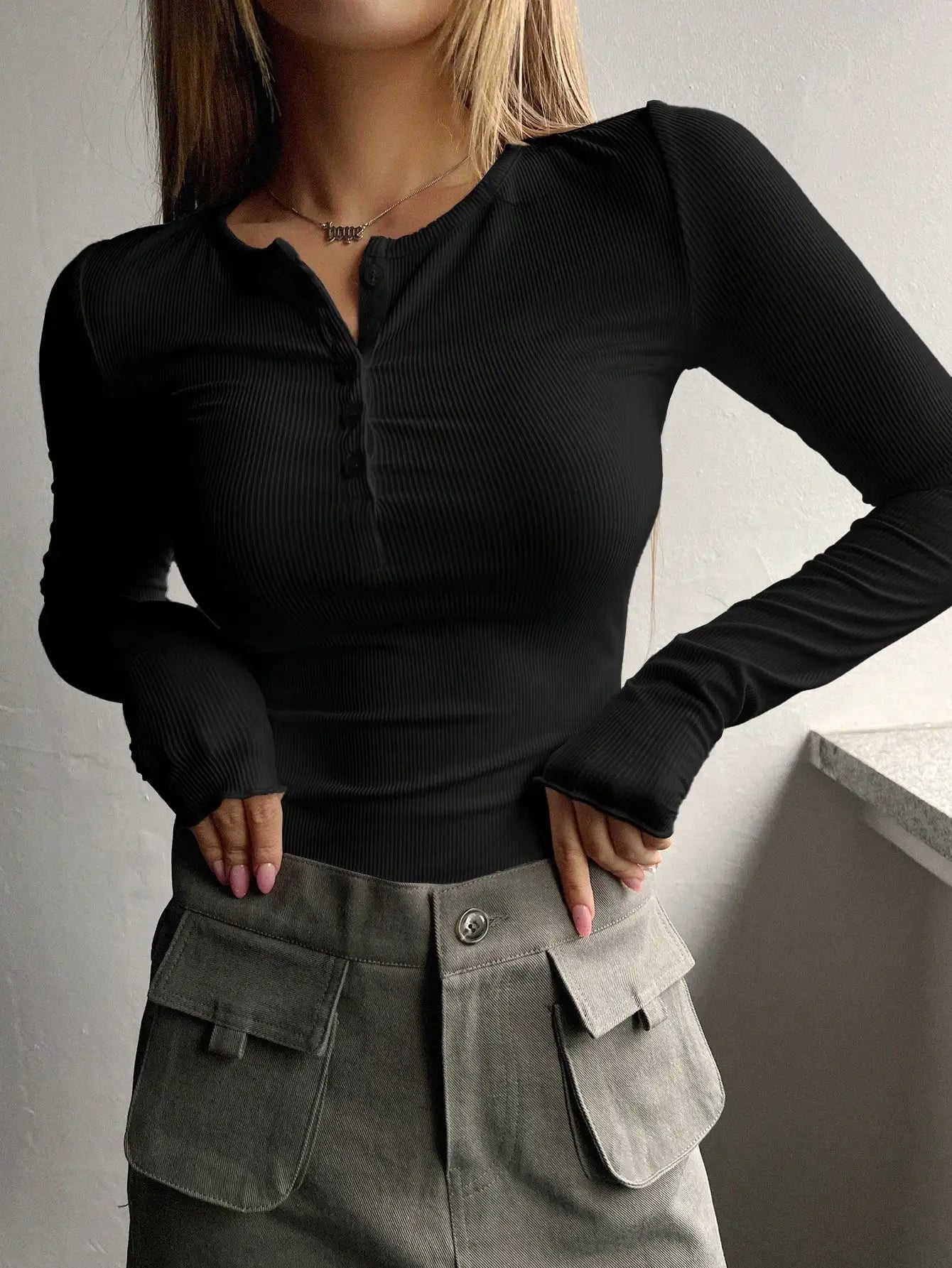 Ribbed Henley Tee
