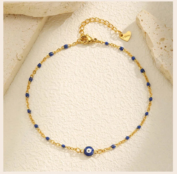 Stainless Steel Lucky Evil Eye Anklet Bracelet for Women