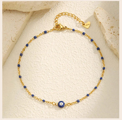 Stainless Steel Lucky Evil Eye Anklet Bracelet for Women