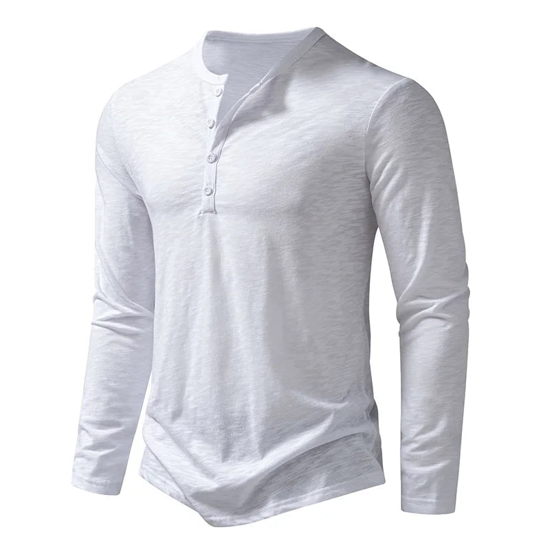 Long-Sleeve Cotton Henley