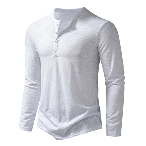 Long-Sleeve Cotton Henley