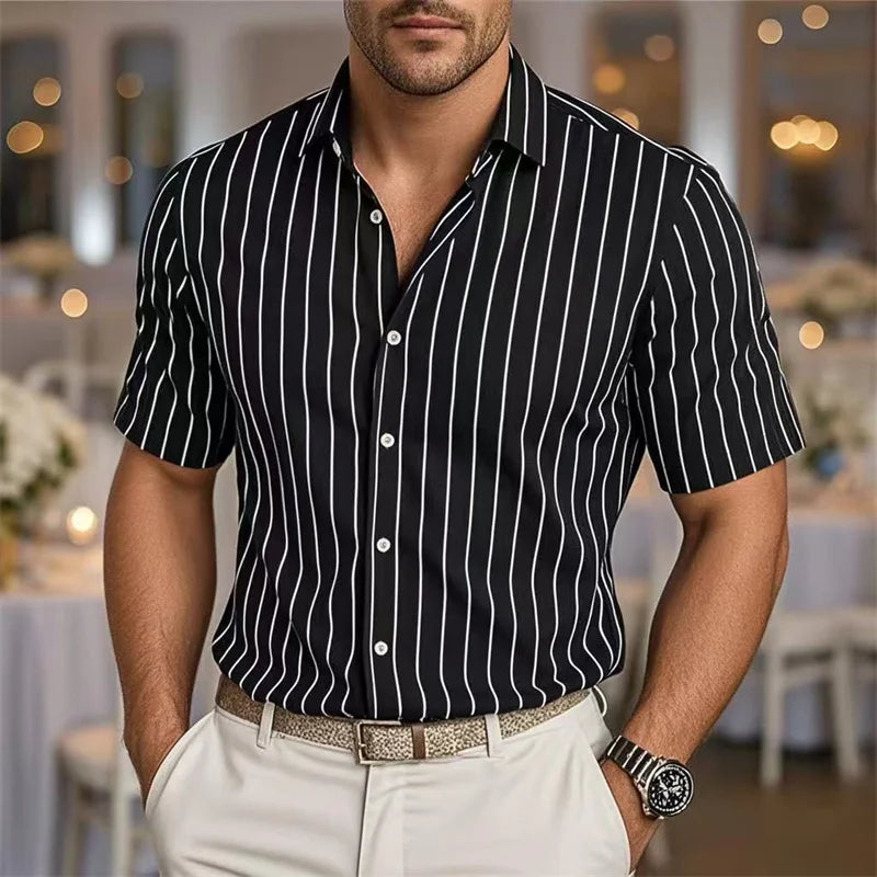Striped Loose Short Sleeve Shirt