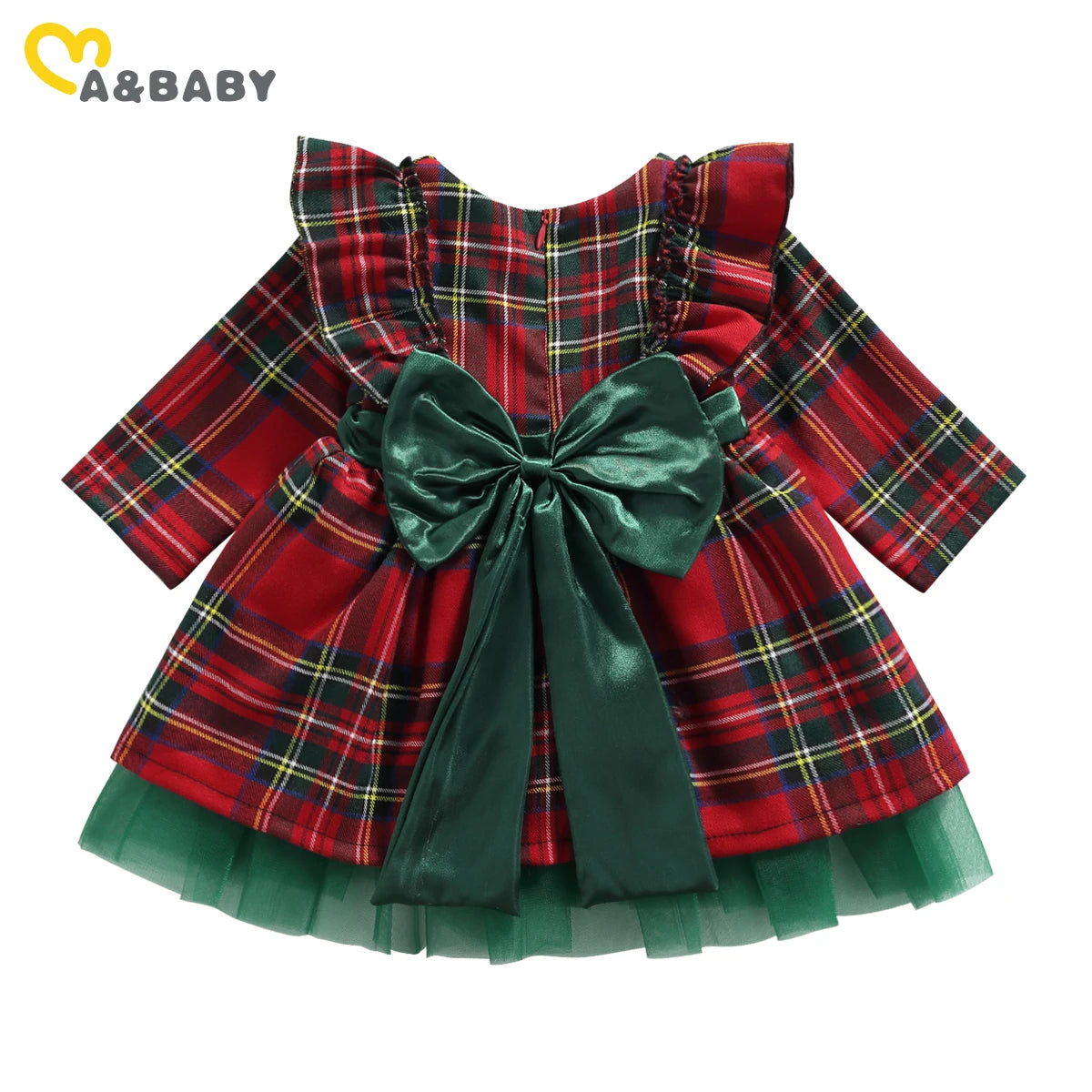 Girls' Red Plaid Holiday Tulle Dress