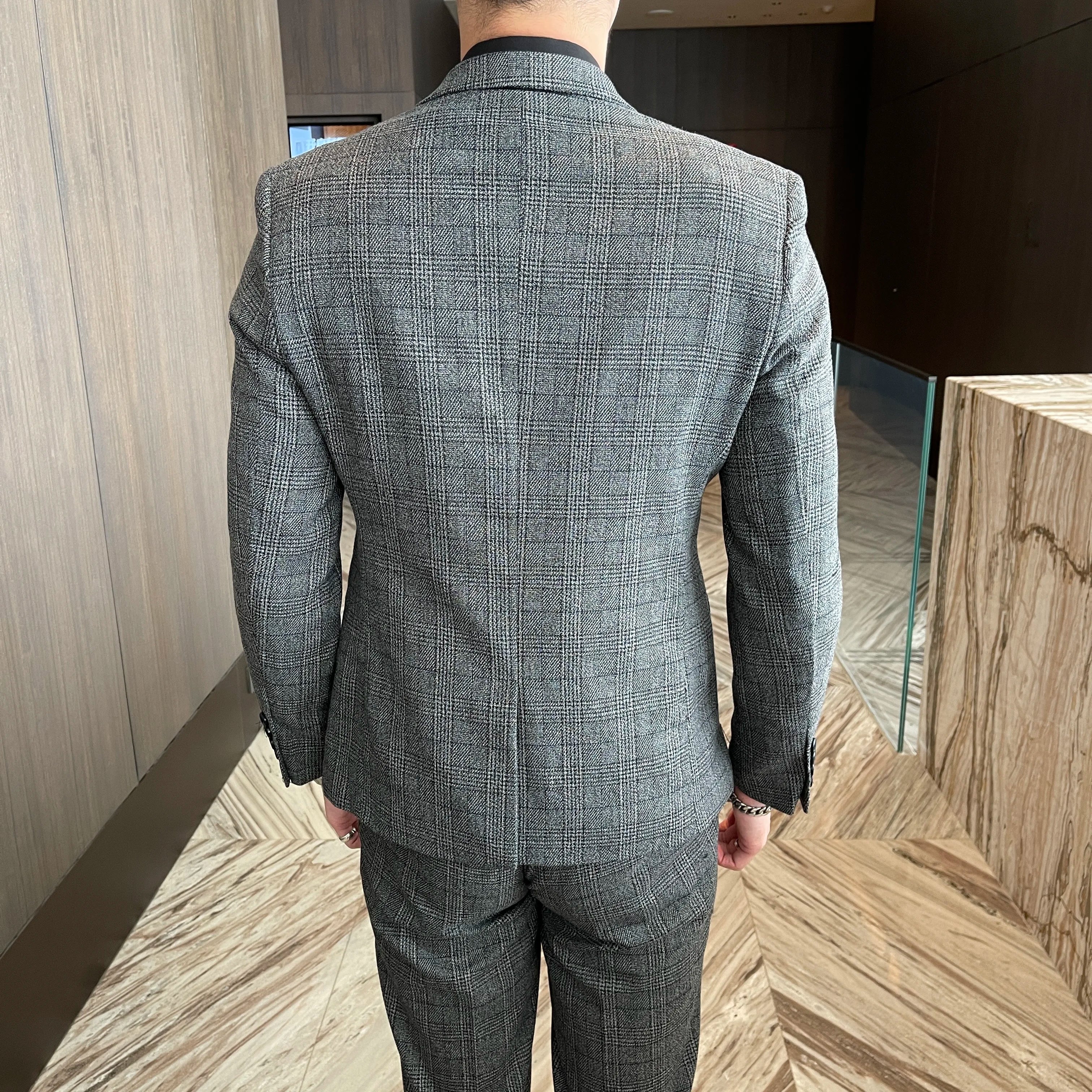 High Quality Plaid Three-Piece Suit
