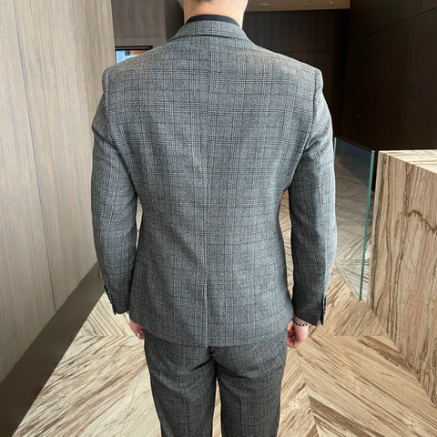 High Quality Plaid Three-Piece Suit