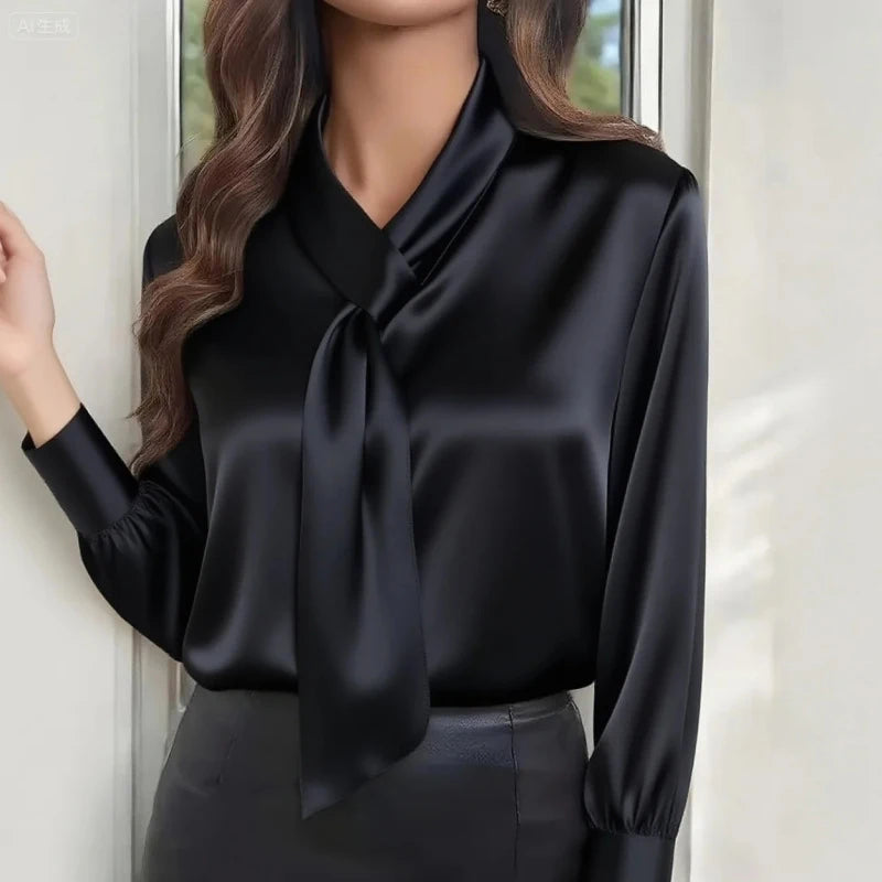Satin Long-Sleeve Blouse