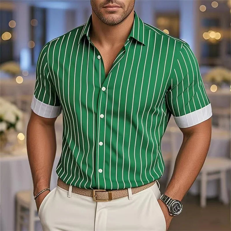 Striped Loose Short Sleeve Shirt