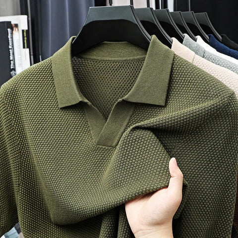 Ribbed Knit Polo