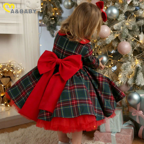 Girls' Red Plaid Holiday Tulle Dress