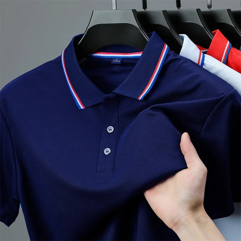 Casual Solid Color Short Sleeved Polo Shirt