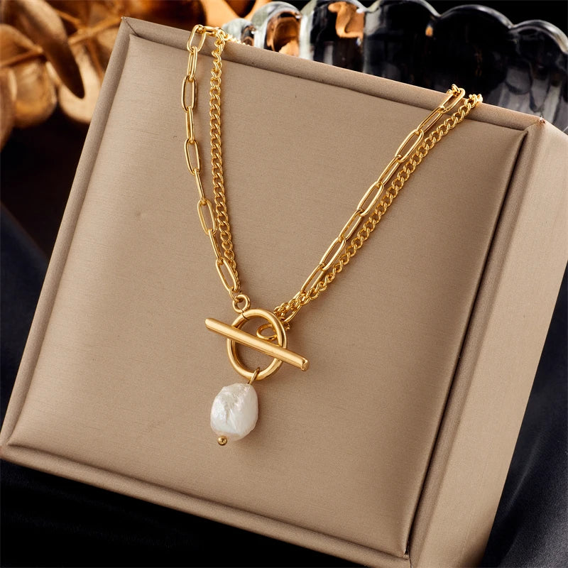 Pearl Toggle Chain Necklace