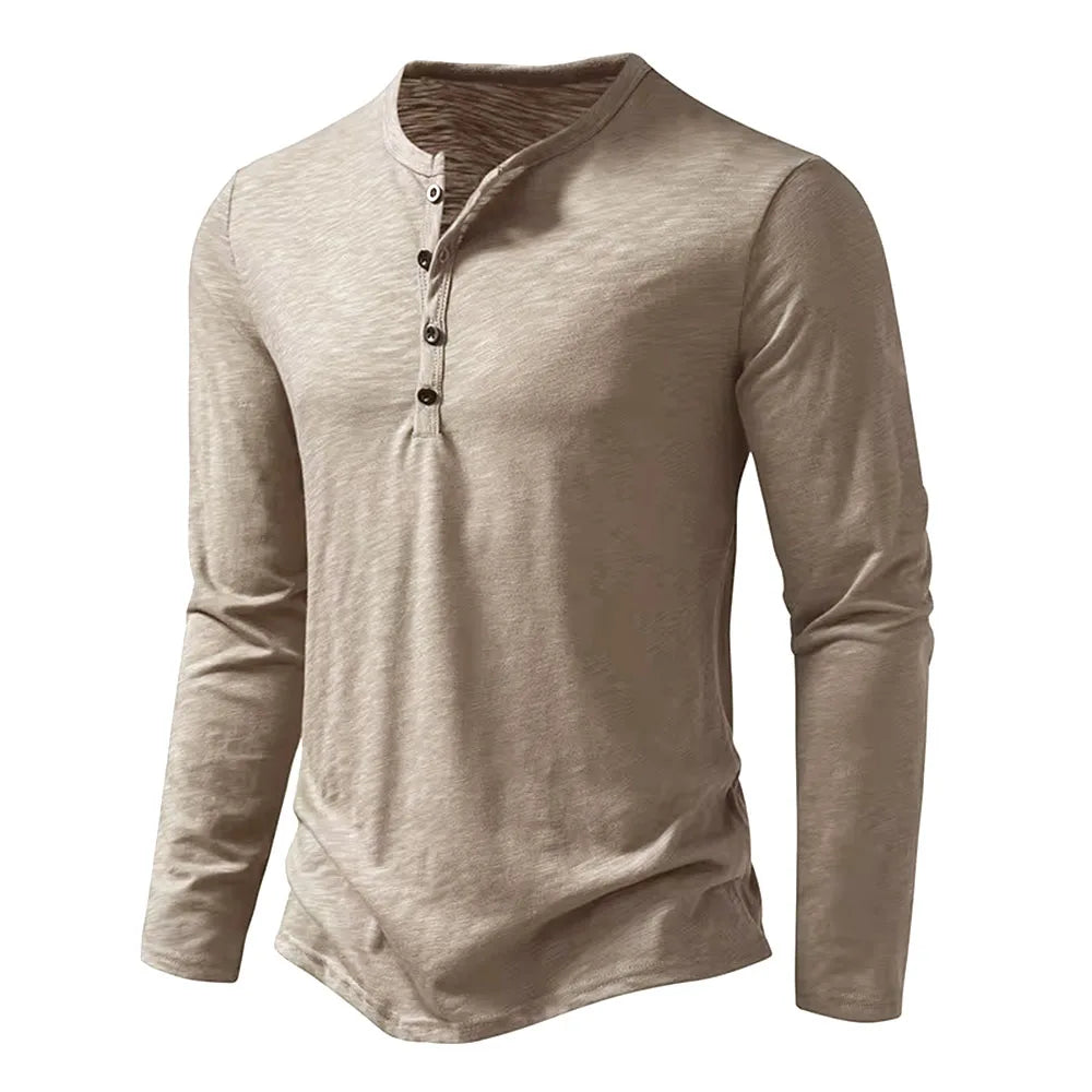 Long-Sleeve Cotton Henley
