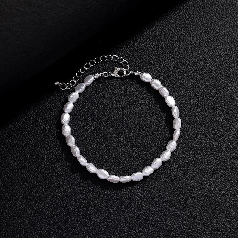 Vintage White Imitation Pearl Chain Bracelet
