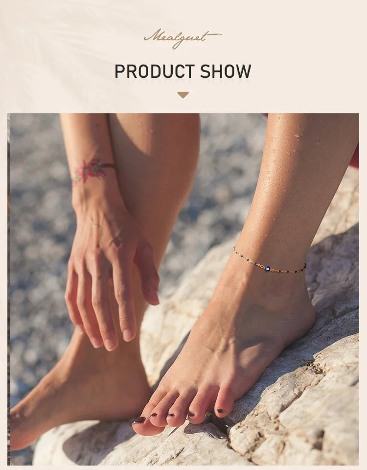 Stainless Steel Lucky Evil Eye Anklet Bracelet for Women