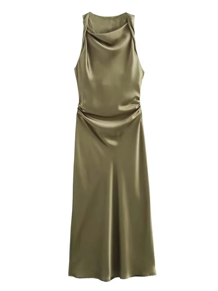 Satin Midi Slip Dress