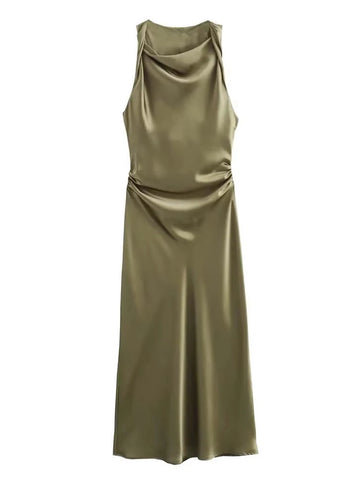 Satin Midi Slip Dress