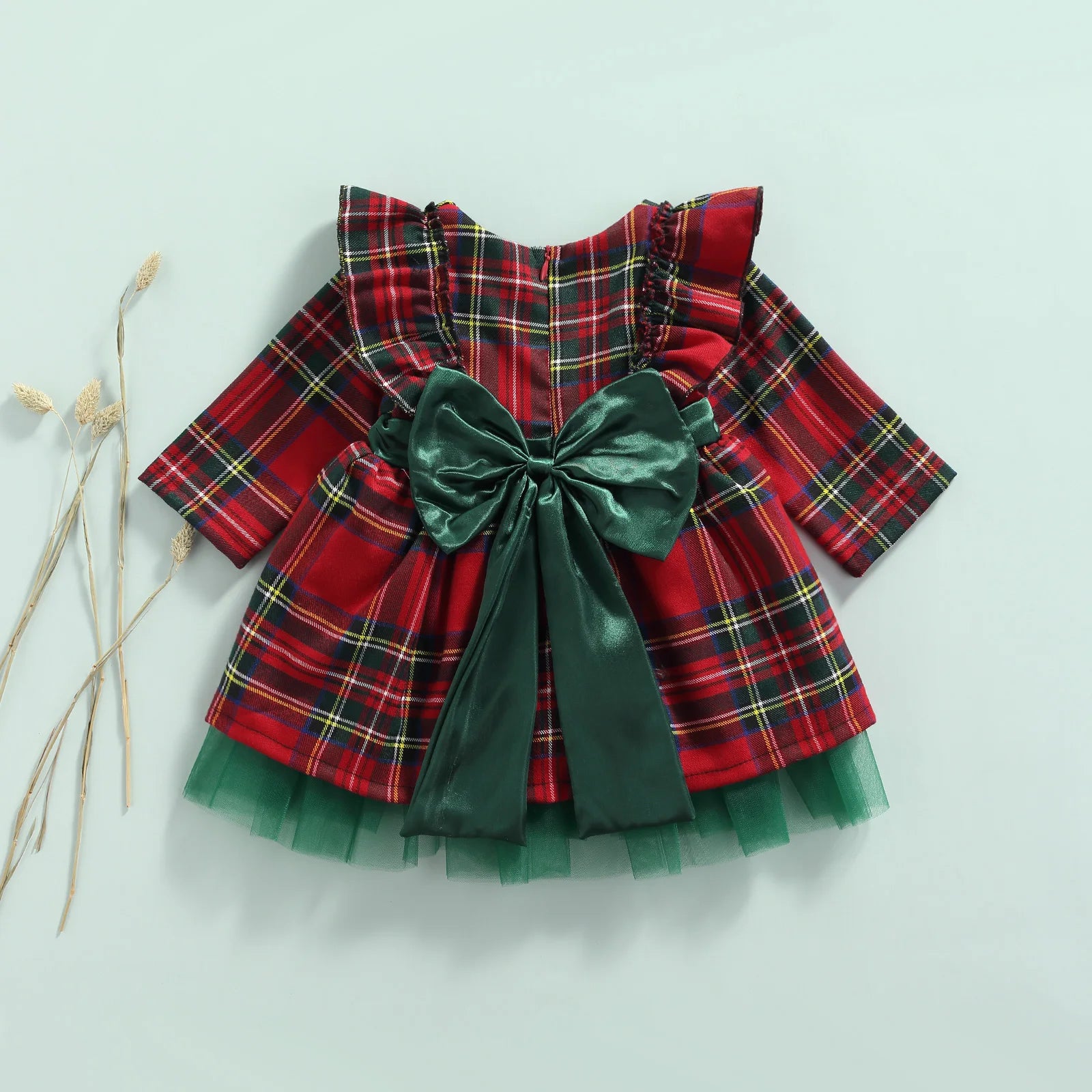 Girls' Red Plaid Holiday Tulle Dress