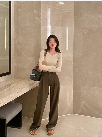 Ribbed V-Neck Sweater
