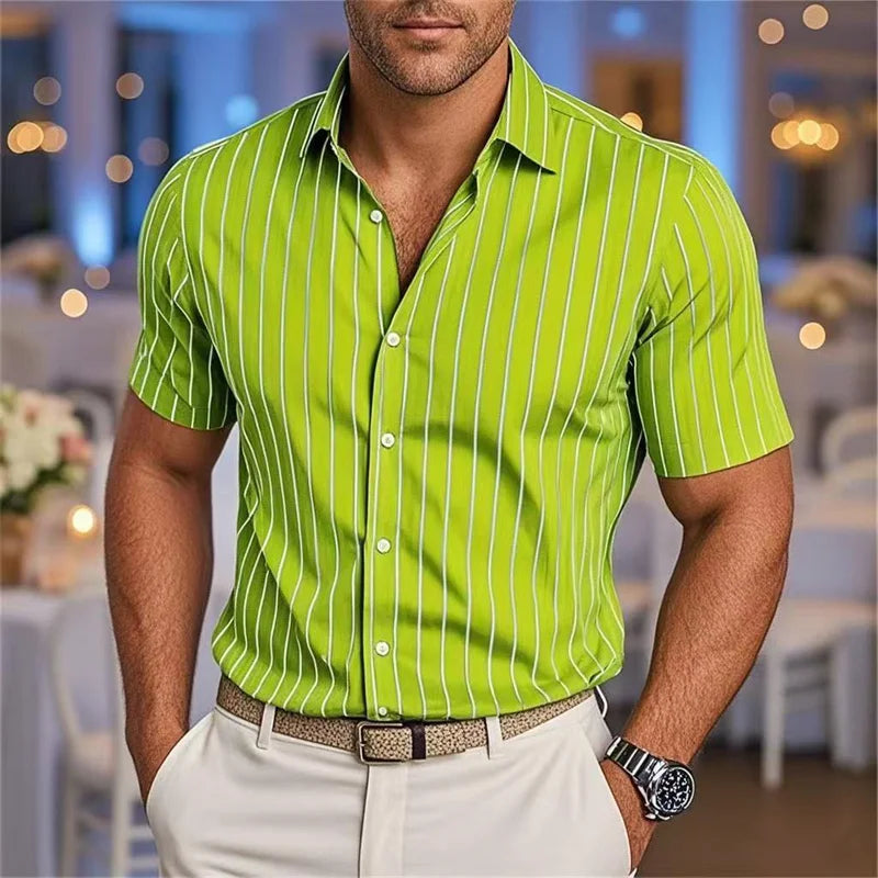 Striped Loose Short Sleeve Shirt