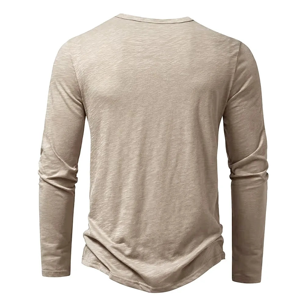 Long-Sleeve Cotton Henley